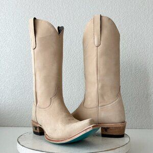Lane EMMA JANE Womens Cowboy Boots 7 Bone Leather Western Cowgirl Mid Calf Tall